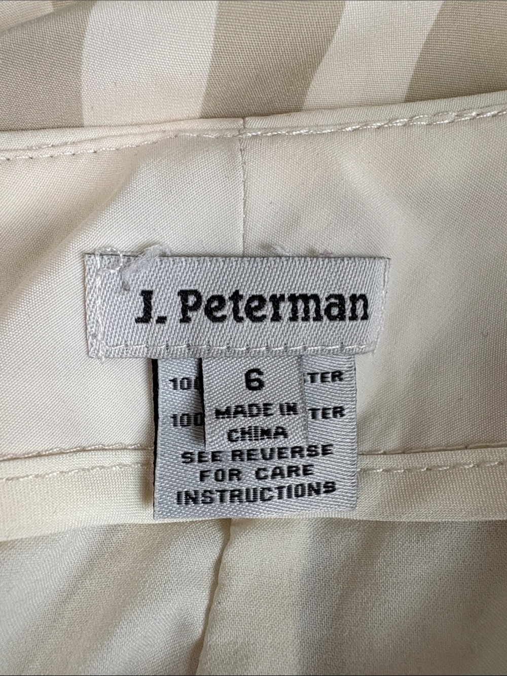 J. Peterman Pinstripe High Rise Foldover Wide Leg Trouser Pant Neutral 6 - Picture 7 of 7